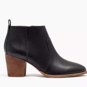 MADEWELL The Brenner Boot Black Leather Wood Block Booties US 9.5